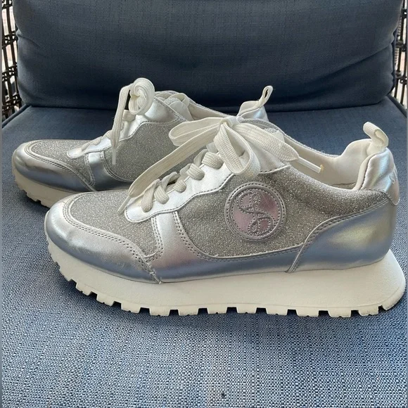 Sam & Libby Metallic Silver and White Casual Shoes - Picture 2 of 5